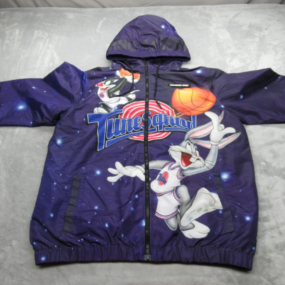 Space Jam Jacket‎ Mens Medium Purple Tune Squad Graphic Lightweight Packable - Picture 5 of 14